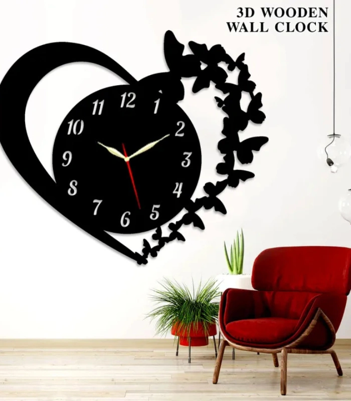 1 Butterfly Heart Wall Clock – Amazing Acrylic Wall Clock Design - Image 1